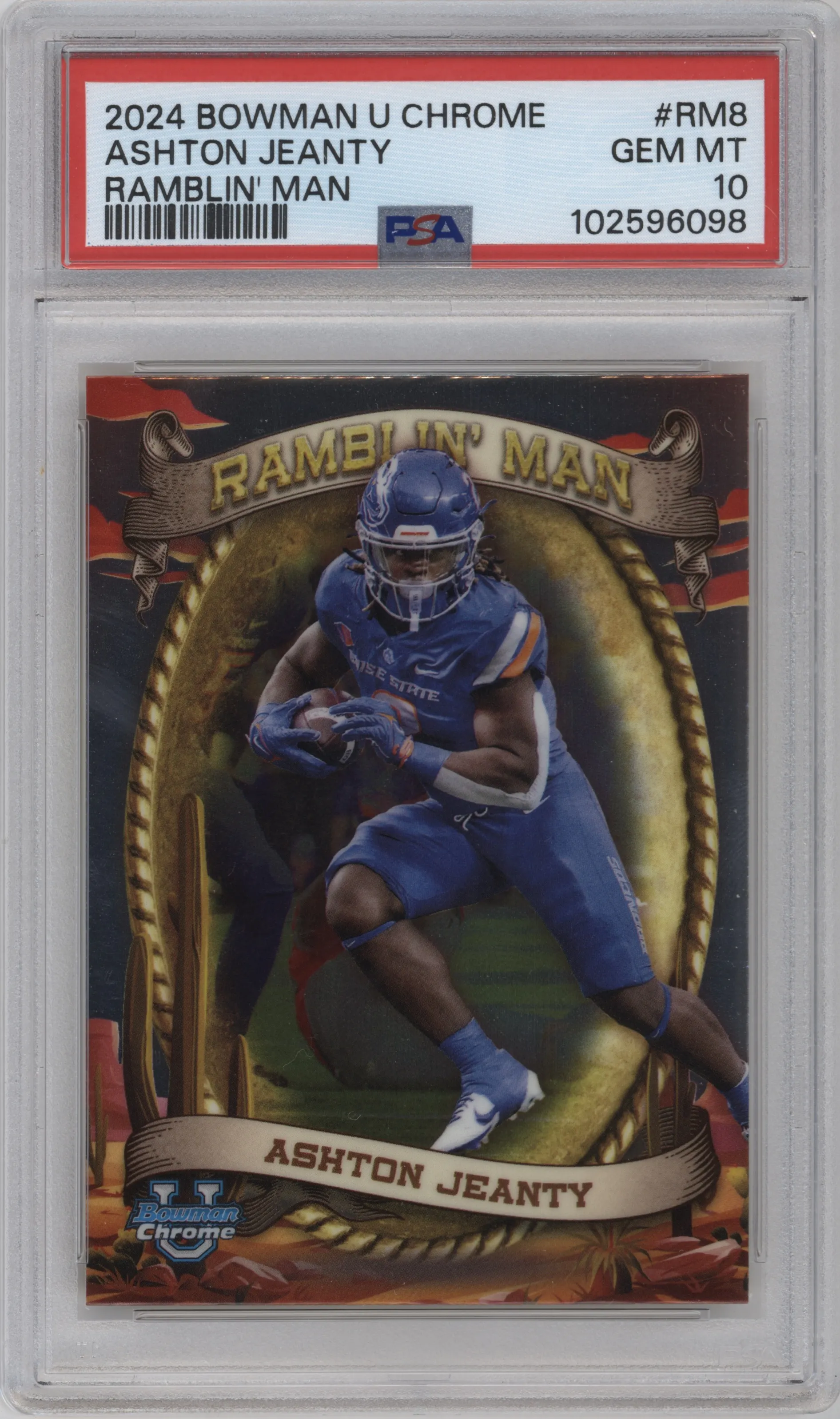 2024 Bowman University Chrome Ramblin’ Man Ashton Jeanty #RM-8 PSA 10