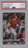 Shohei Ohtani  from the 2021-22 Topps Now Offseason
 set graded by PSA and given an overall grade of 10.