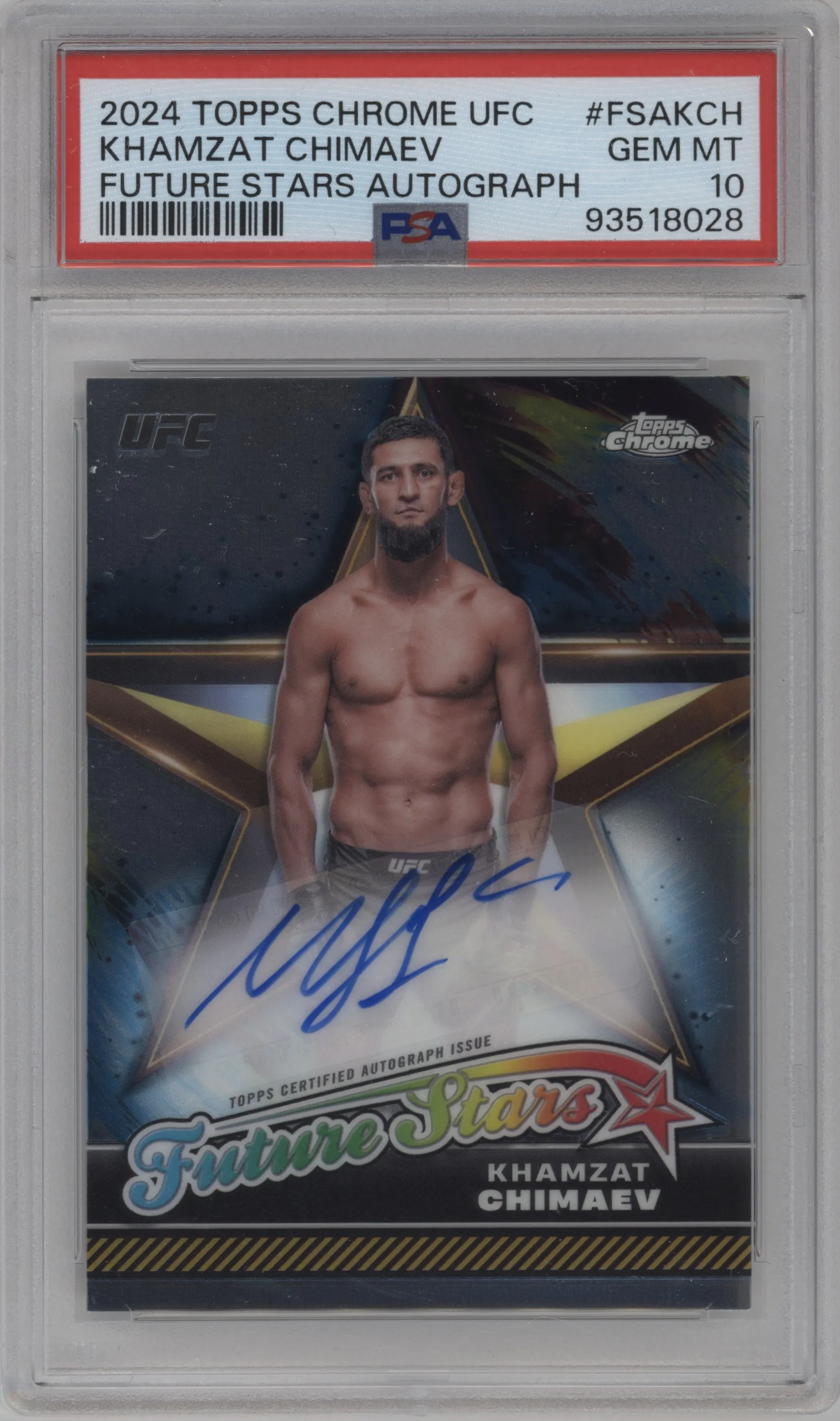 2024 Topps Chrome UFC Future Stars Auto Khamzat Chimaev #FSA-KCH PSA 10