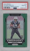 Xavier Legette from the 2024 Panini Prizm set featuring a Green Prizm parallel graded by PSA and given an overall grade of 10.