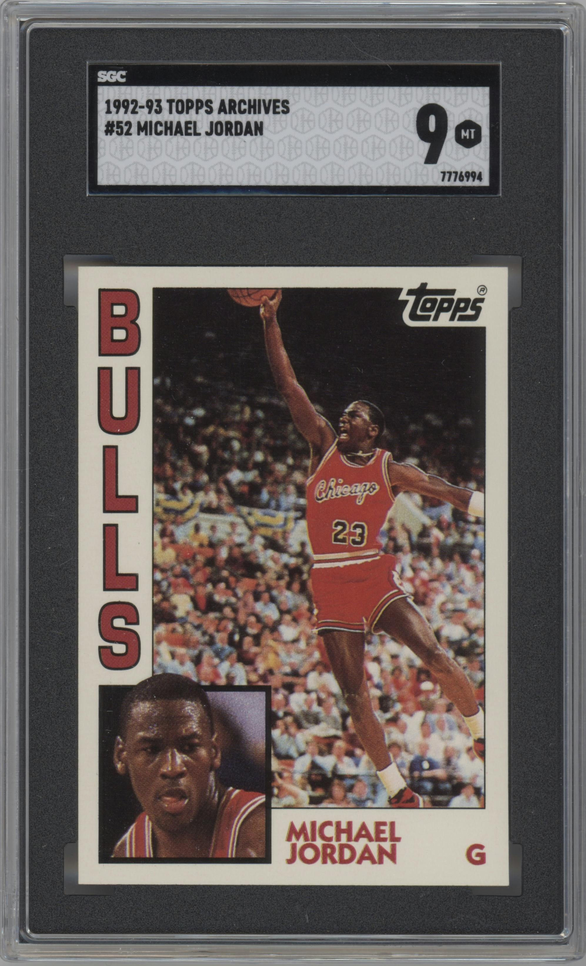 Michael Jordan from the 1992-93 Topps Archives set graded by SGC and given an overall grade of 9.