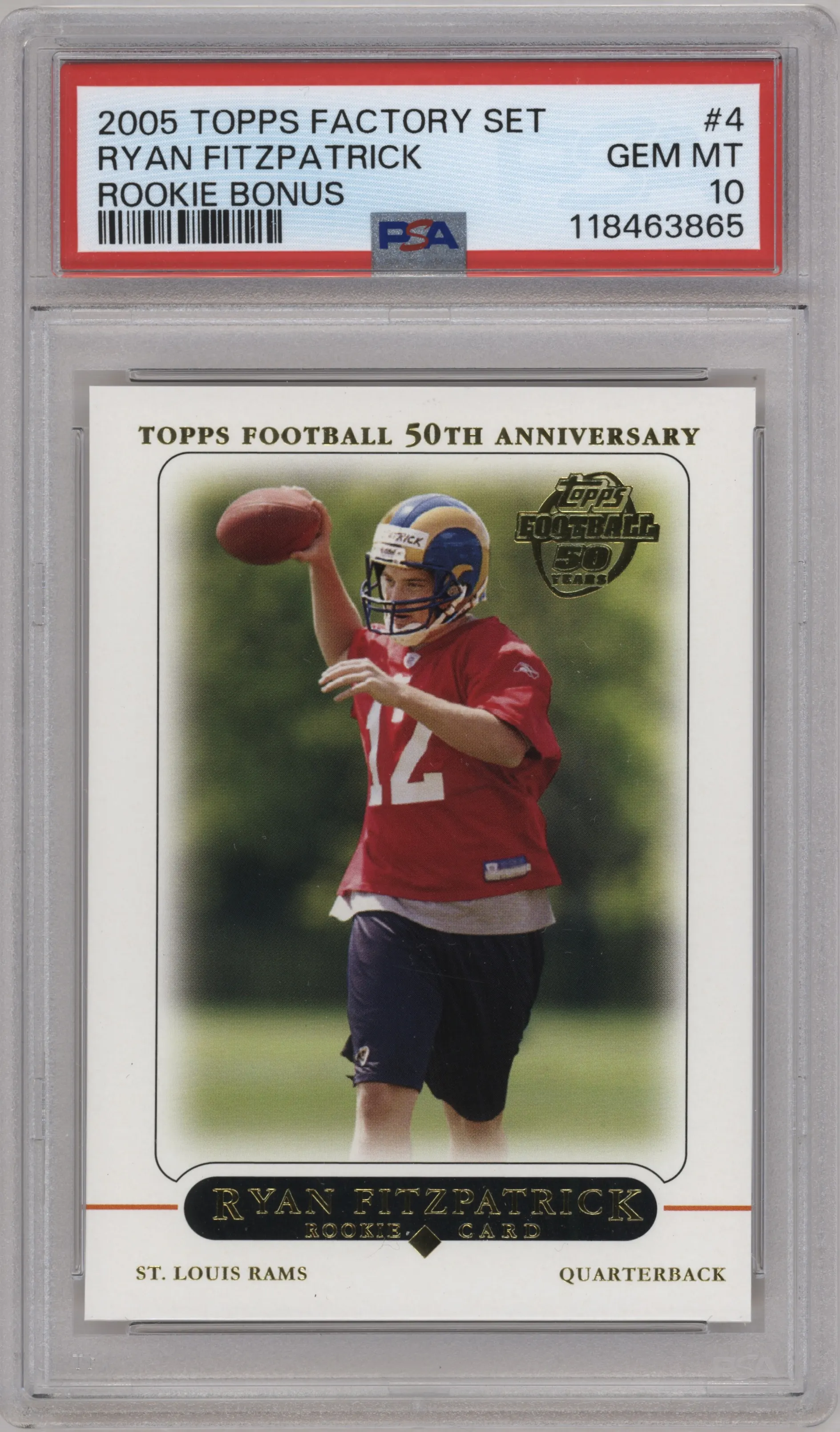 2005 Topps Rookie Ryan Fitzpatrick #4 PSA 10