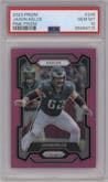 Jason Kelce from the 2023 Panini Prizm set featuring a Pink Prizm parallel graded by PSA and given an overall grade of 10.