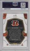 Joe Burrow from the 2022 Panini Select set featuring a Neon Orange Pulsar parallel graded by PSA and given an overall grade of 10.