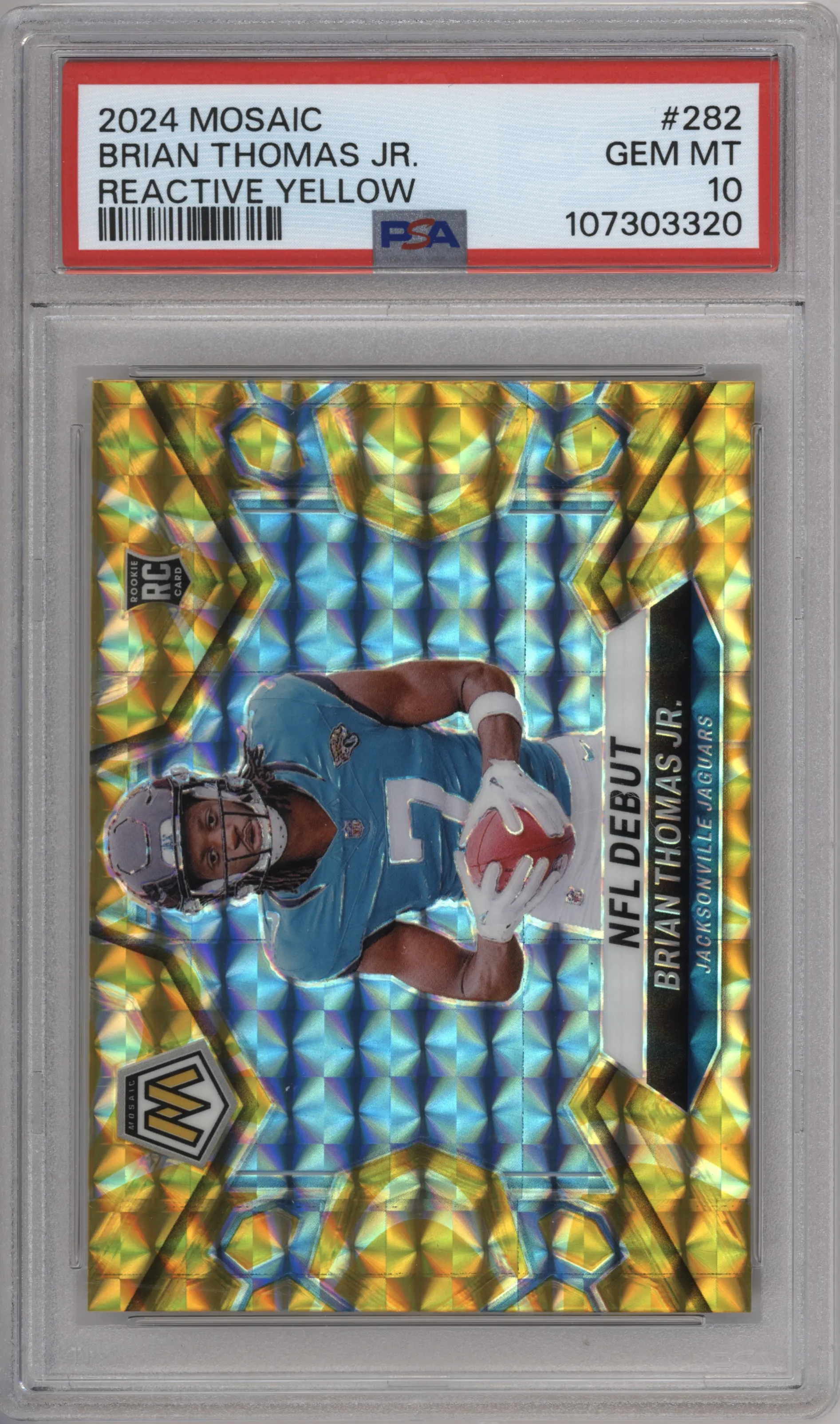 2024 Panini Mosaic Brian Thomas Jr. Reactive Yellow PSA 10