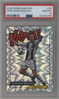 Cristiano Ronaldo from the 2018 Panini Kaboom Rewards Multi-Sport set graded by PSA and given an overall grade of 10.