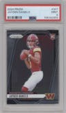 Jayden Daniels from the 2024 Panini Prizm set graded by PSA and given an overall grade of 9.