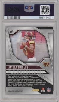 Jayden Daniels from the 2024 Panini Prizm set graded by PSA and given an overall grade of 9.