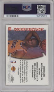 Kobe Bryant from the 1996-97 Topps Chrome set graded by PSA and given an overall grade of 9.