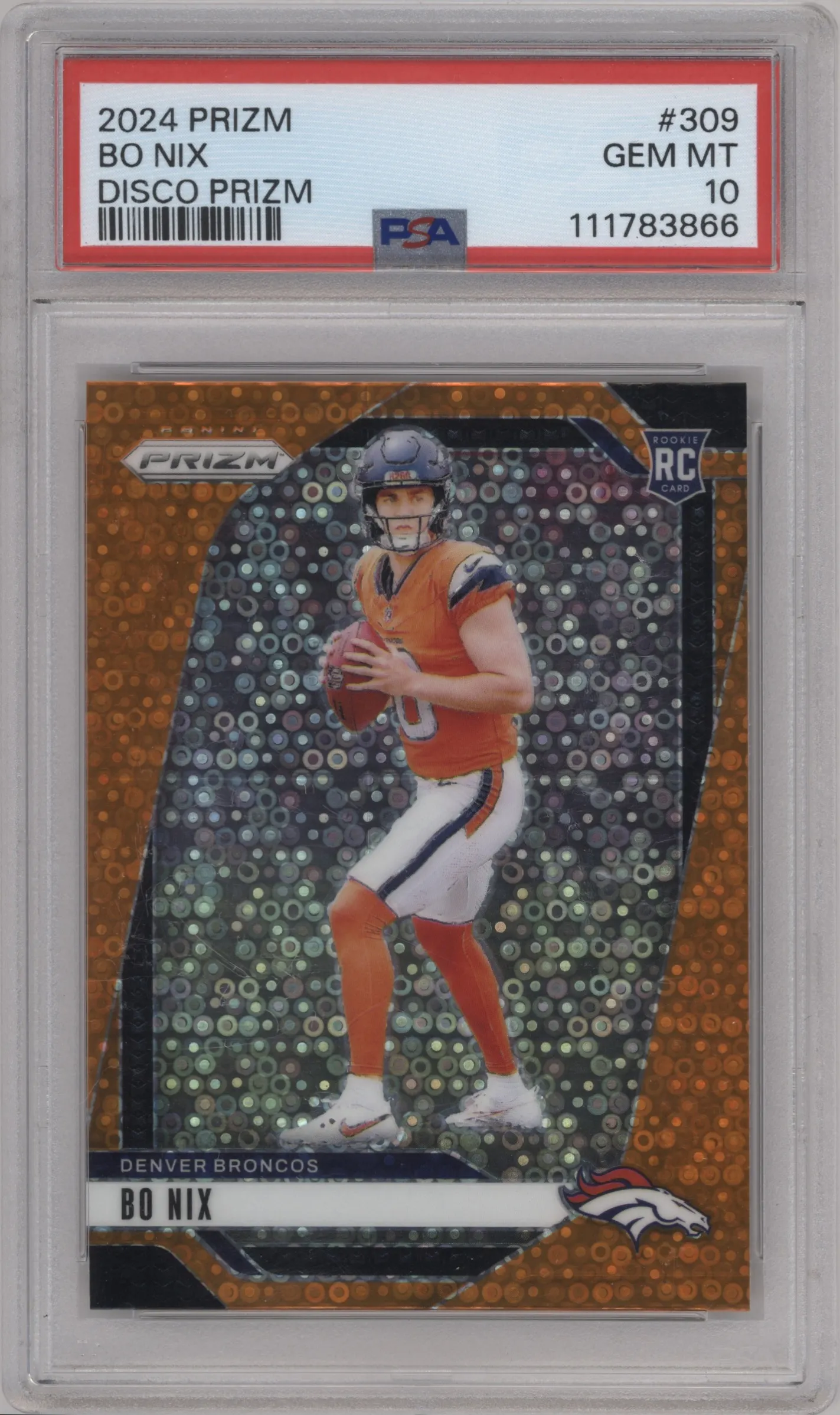 2024 Panini Prizm Bo Nix Disco #309 PSA 10