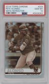 Pete Alonso from the 2019 Topps Chrome set featuring a Sepia Refractor  parallel graded by PSA and given an overall grade of 10.