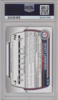 Wyatt Langford from the 2023 Bowman Draft set graded by PSA and given an overall grade of 10.