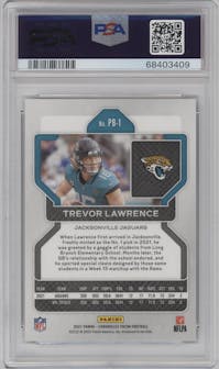 Trevor Lawrence from the 2021 Panini Chronicles set graded by PSA and given an overall grade of 9.