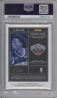 Herbert Jones from the 2021-22 Panini One and One set featuring a Purple parallel graded by PSA and given an overall grade of 8.