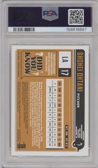 Shohei Ohtani from the 2018 Panini Chronicles set graded by PSA and given an overall grade of 10.