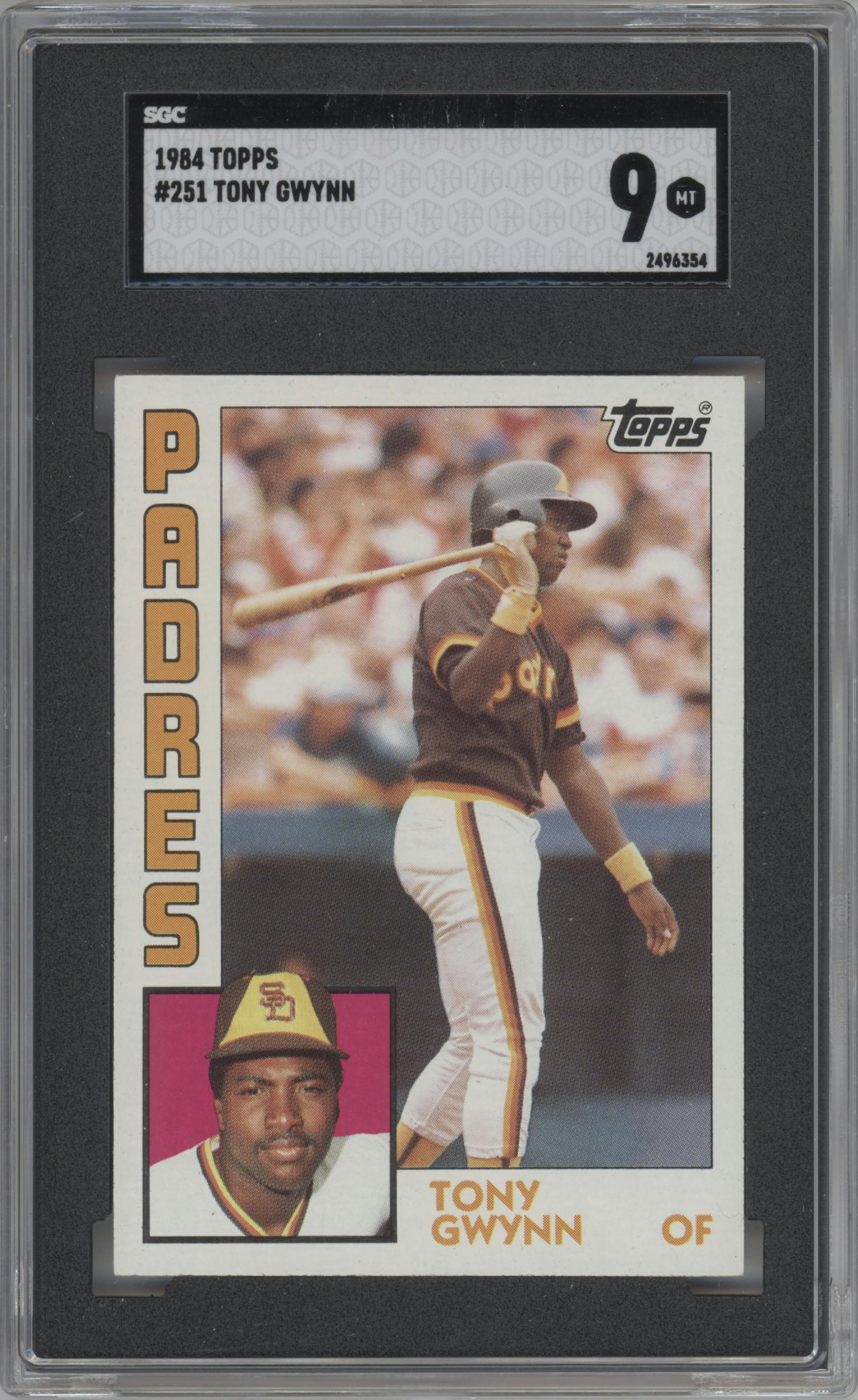 Tony Gwynn from the 1984 Topps set graded by SGC and given an overall grade of 9.