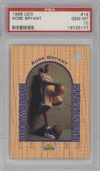 Kobe Bryant from the 1996-97 Upper Deck UD3 set graded by PSA and given an overall grade of 10.