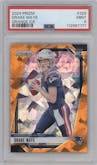 Drake Maye from the 2024 Panini Prizm set featuring a Orange Ice parallel graded by PSA and given an overall grade of 9.
