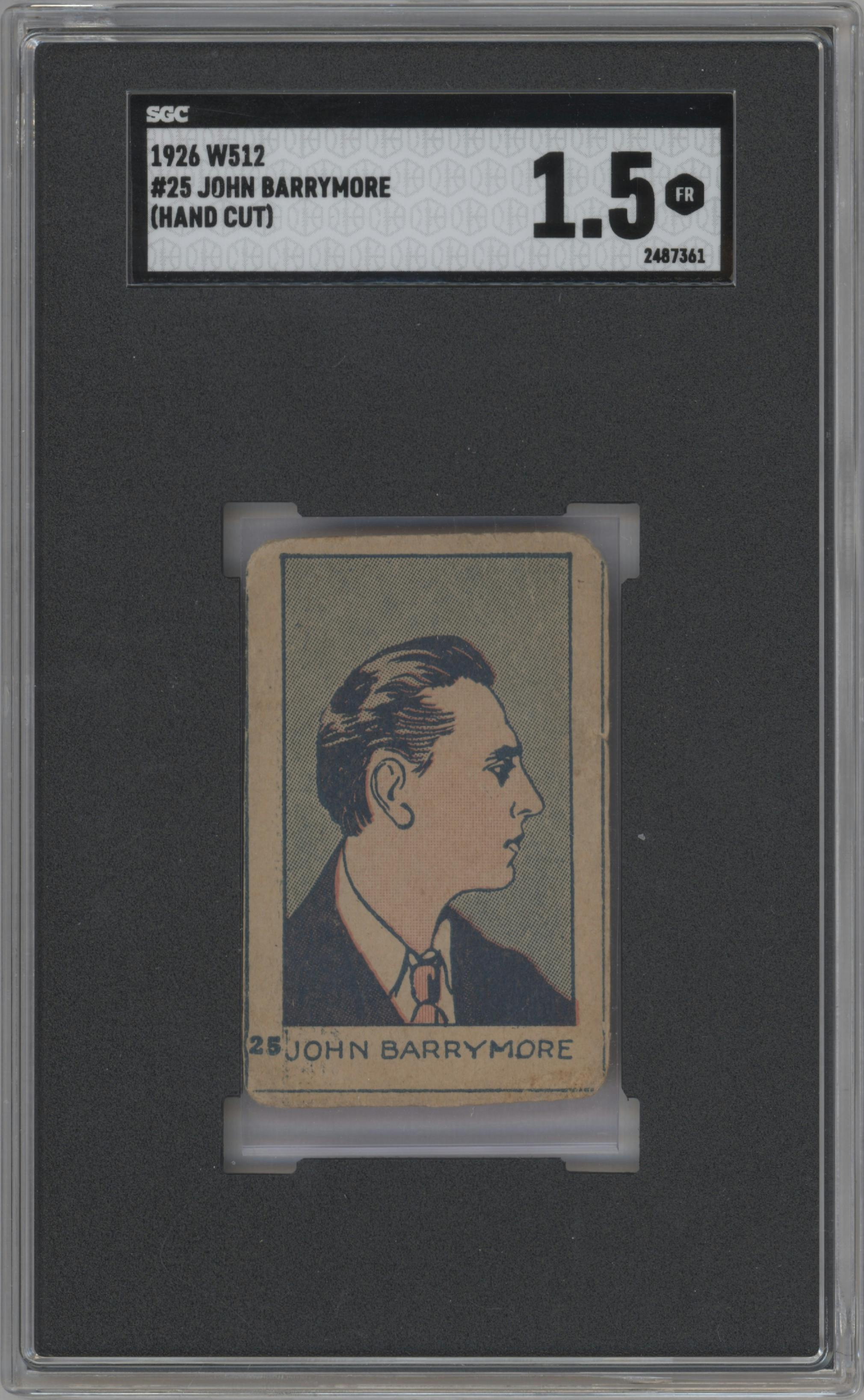 John Barrymore  from the 1926-27 W512 set graded by SGC and given an overall grade of 1.5.
