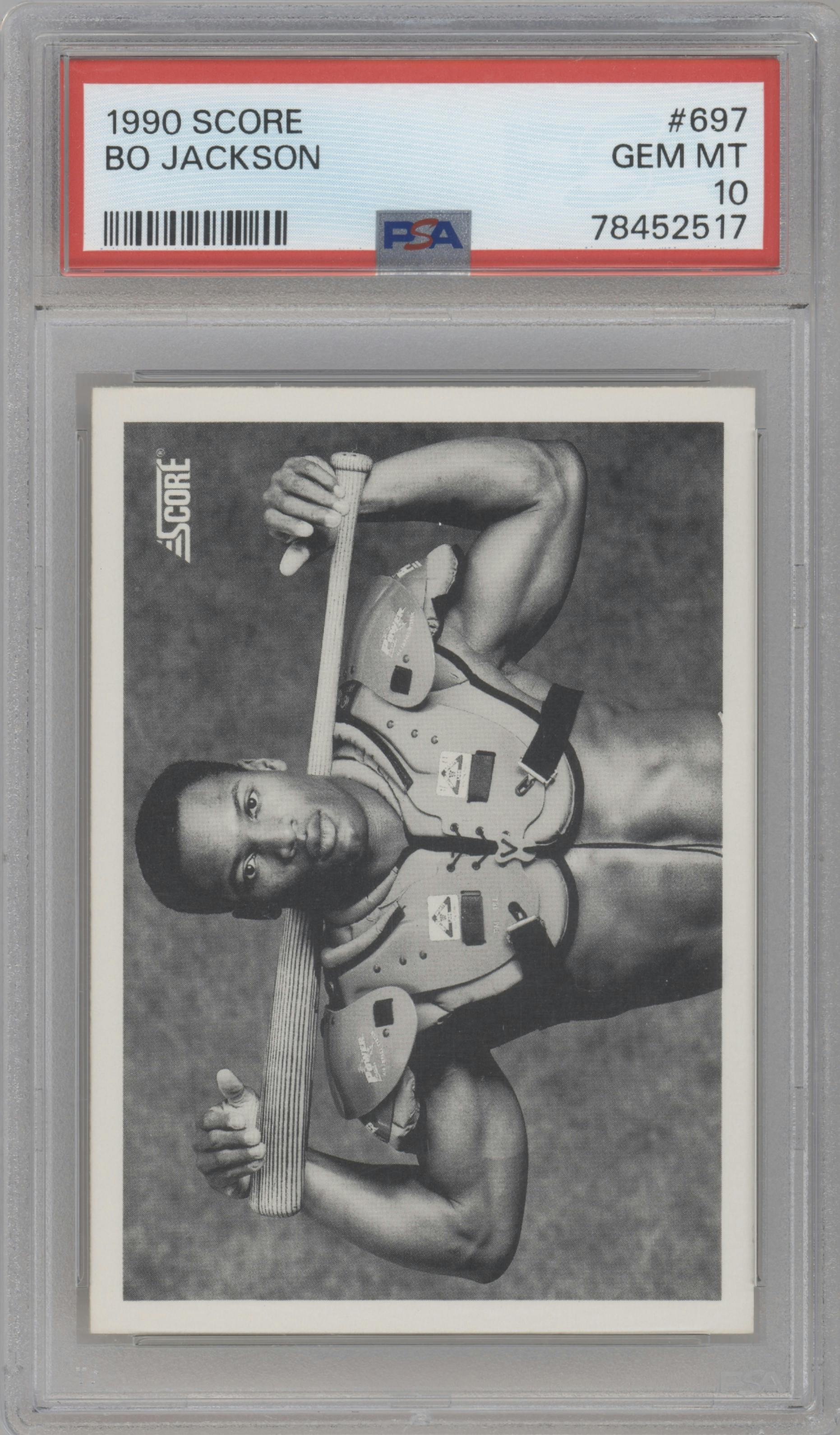 Bo Jackson  from the 1990 Score set graded by PSA and given an overall grade of 10.
