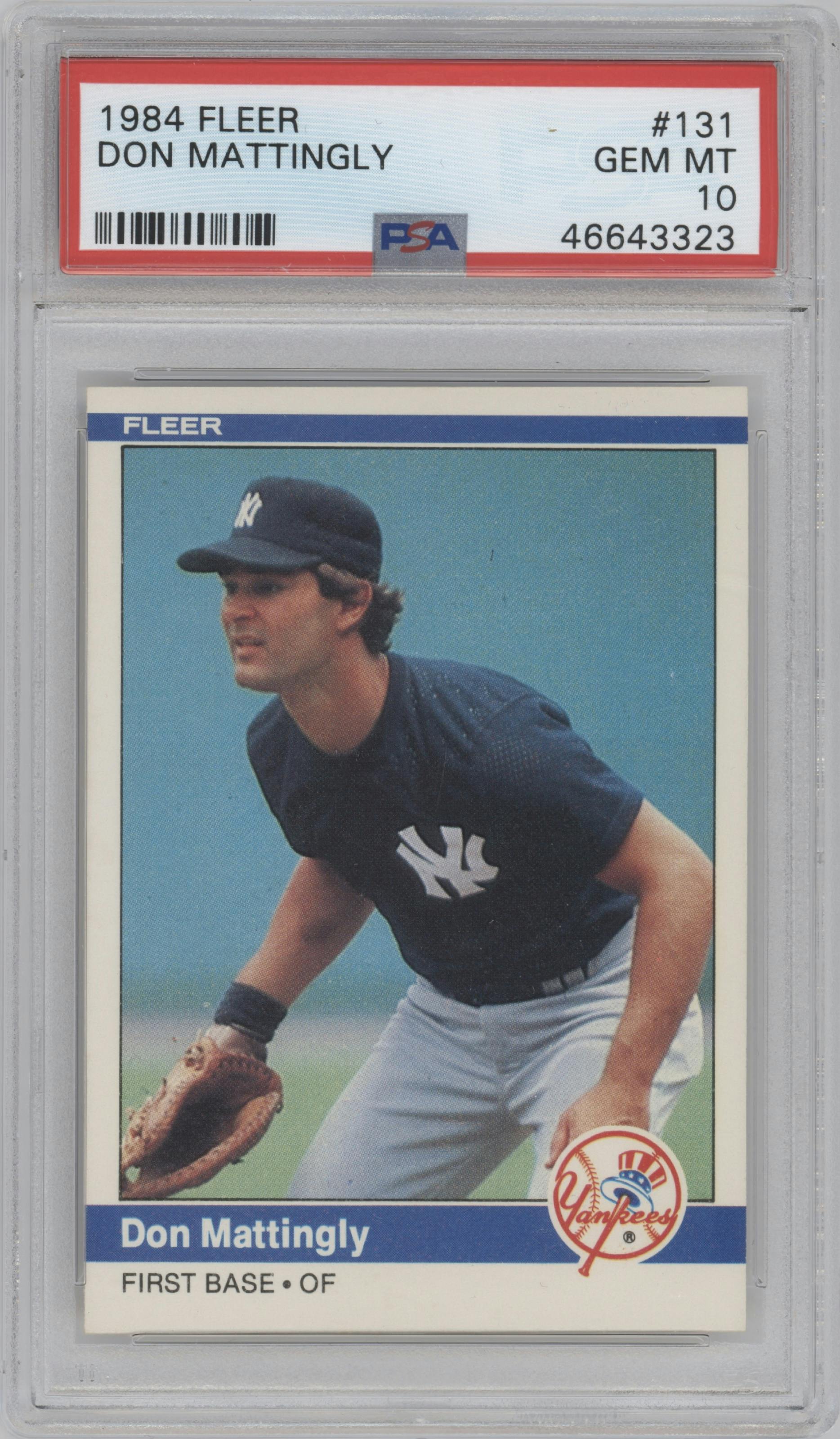 Don Mattingly  from the 1984 Fleer set graded by PSA and given an overall grade of 10.