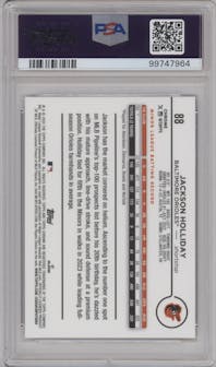 Jackson Holliday from the 2024 Topps Chrome set graded by PSA and given an overall grade of 10.