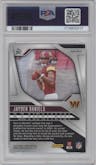 Jayden Daniels from the 2024 Panini Prizm set featuring a Silver Prizm parallel graded by PSA and given an overall grade of 9.