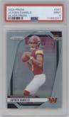 Jayden Daniels from the 2024 Panini Prizm set featuring a Silver Prizm parallel graded by PSA and given an overall grade of 9.