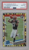 Dorian Thompson-Robinson from the 2023 Donruss Optic set featuring a Electricity parallel graded by PSA and given an overall grade of 10.