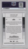 Jung Hoo Lee from the 2024 Topps Black & White set featuring a Green parallel graded by PSA and given an overall grade of 10.