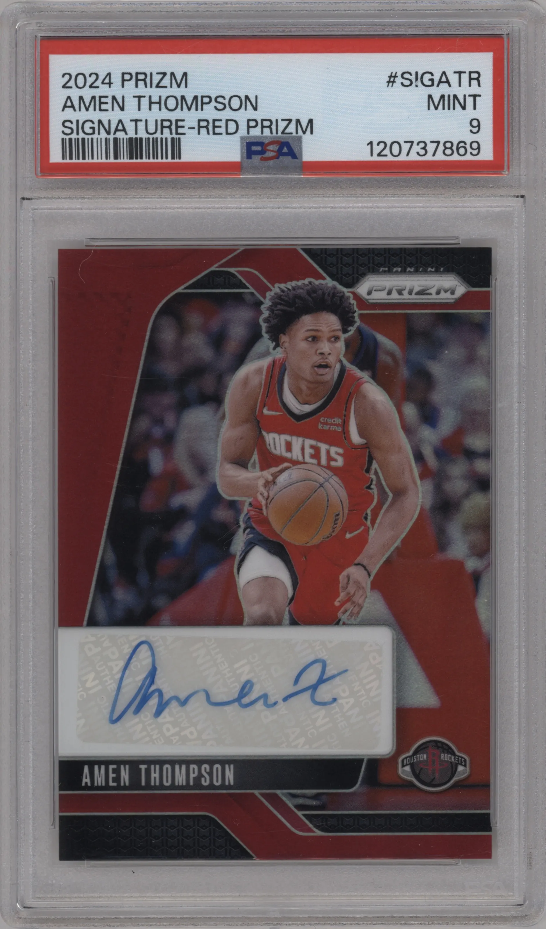 2024 Panini Prizm Sig. Amen Thompson Red Prizm #SIG-ATR PSA 9
