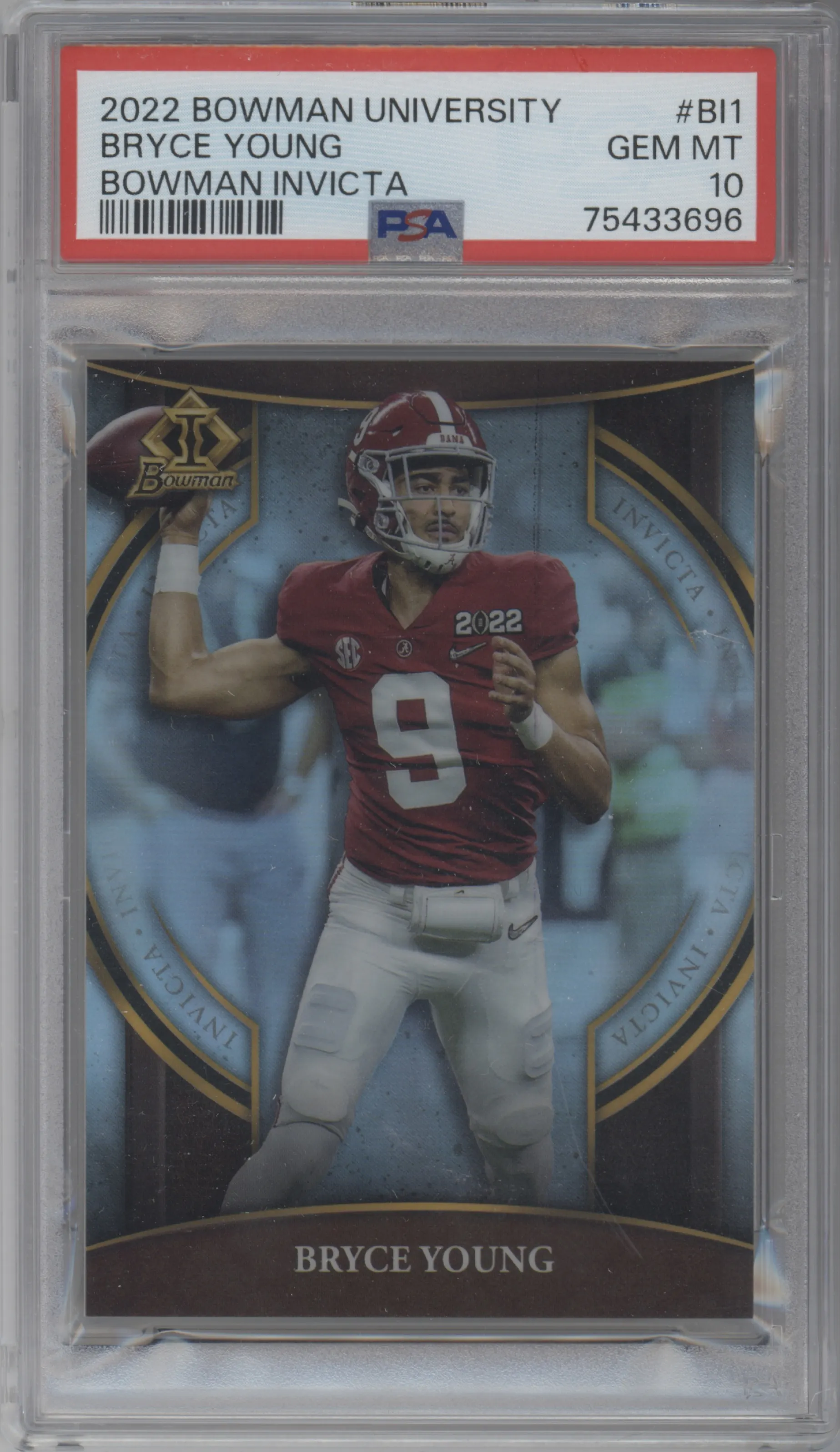 2022 Bowman University Chrome Bowman Invicta Bryce Young PSA 10