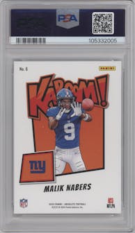 Malik Nabers from the 2024 Panini Absolute set graded by PSA and given an overall grade of 9.