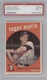 Roger Maris from the 1959 Topps set graded by PSA and given an overall grade of 7.