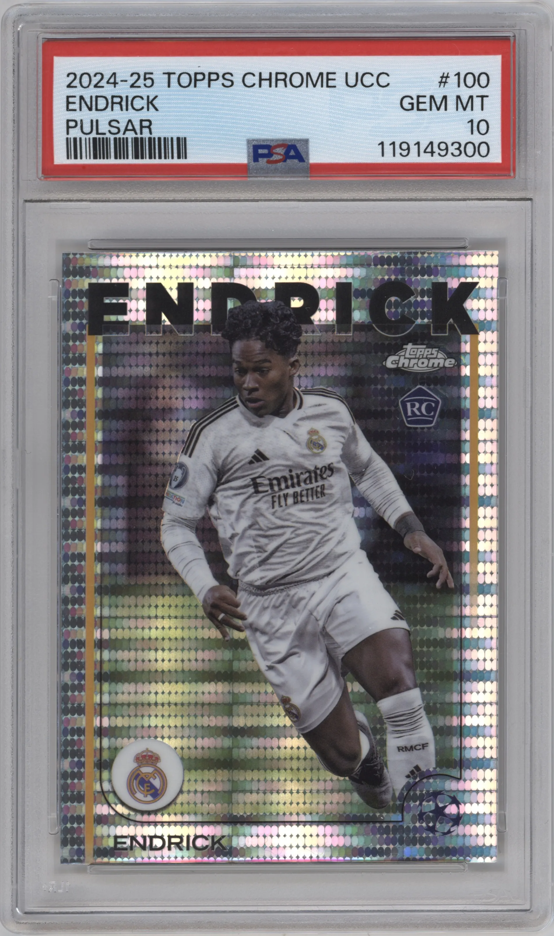 2024 Topps Chrome UEFA Club Competitions Endrick Pulsar Refractor PSA 10