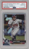 Ronald Acuna from the 2018 Bowman Chrome Mega Box set graded by PSA and given an overall grade of 10.