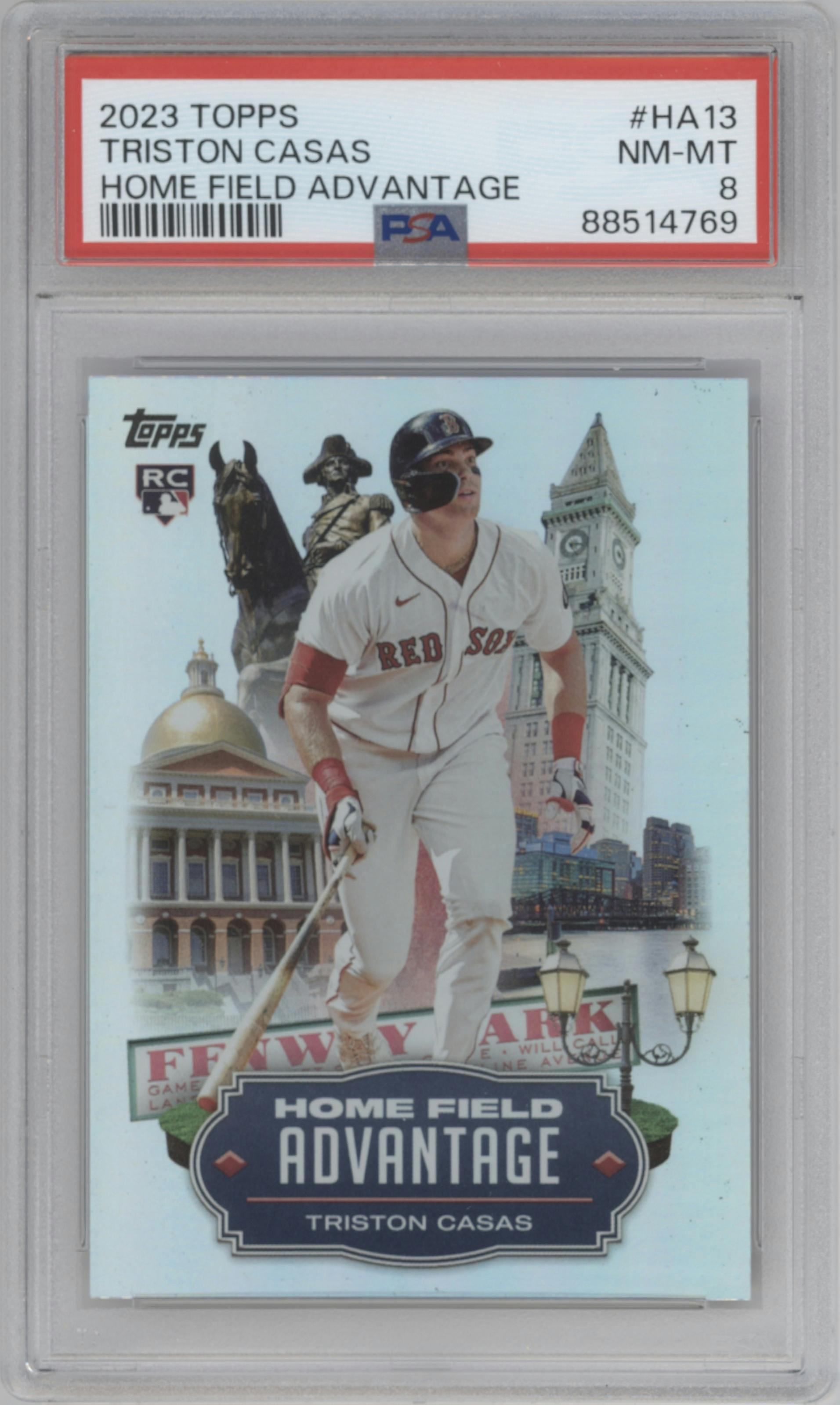 Triston Casas from the 2023 Topps Series 2 set graded by PSA and given an overall grade of 8.