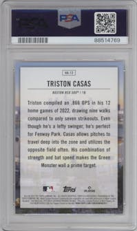 Triston Casas from the 2023 Topps Series 2 set graded by PSA and given an overall grade of 8.