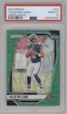 Caleb Williams from the 2024 Panini Prizm set featuring a Green Wave parallel graded by PSA and given an overall grade of 10.
