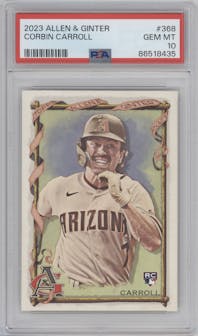 Corbin Carroll  from the 2023 Topps Allen & Ginter set graded by PSA and given an overall grade of 10.