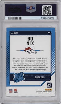 Bo Nix from the 2024 Donruss set graded by PSA and given an overall grade of 9.