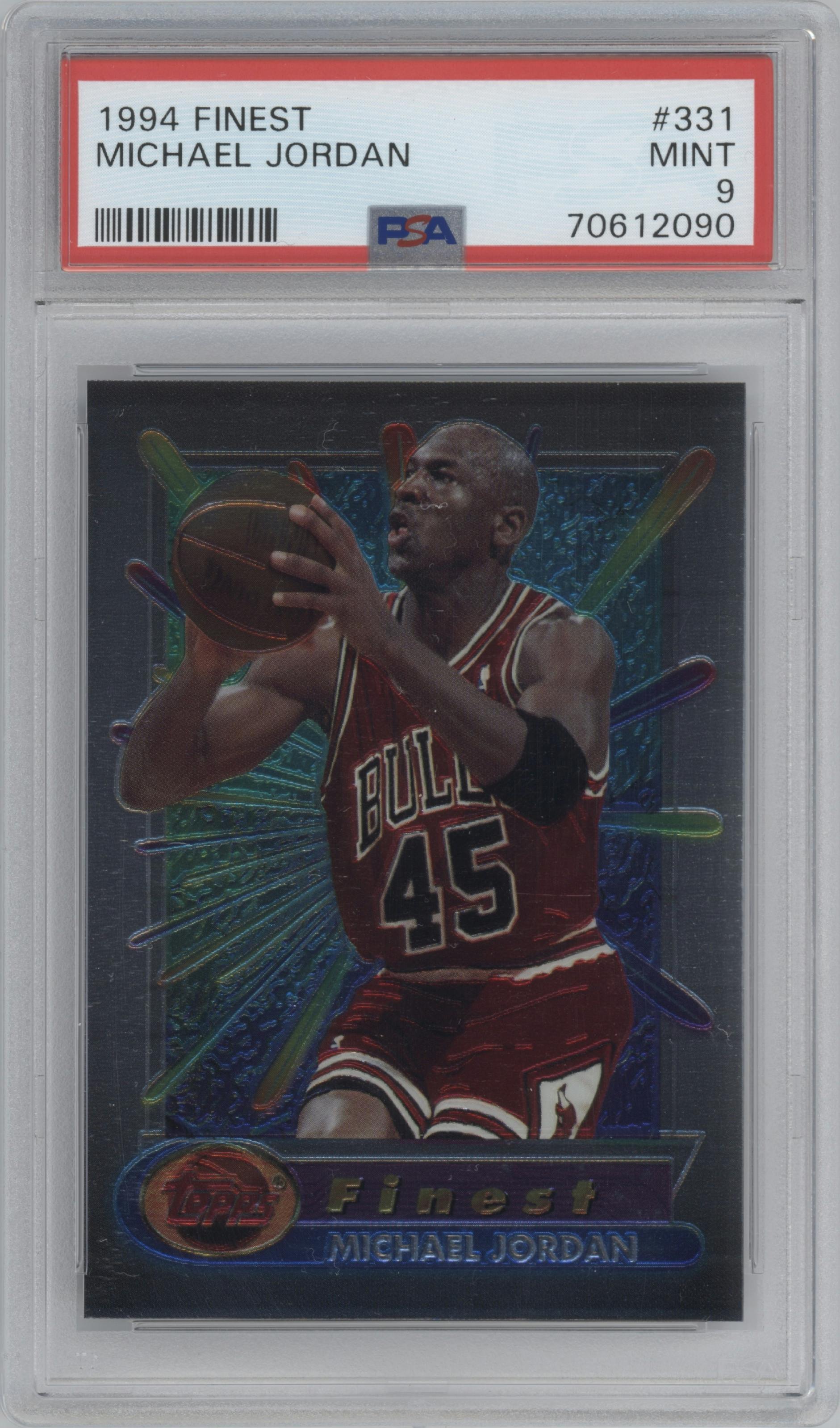 Michael Jordan from the 1994-95 Topps Finest  set graded by PSA and given an overall grade of 9.