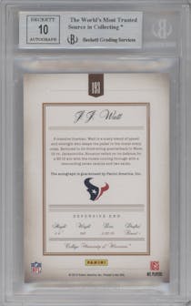 J.J. Watt from the 2011 Panini Prime Signatures set graded by Beckett and given an overall grade of 9.