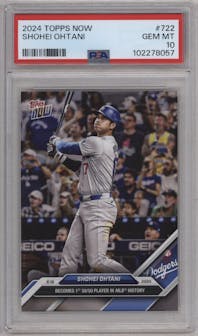 Shohei Ohtani from the 2024 Topps Now set graded by PSA and given an overall grade of 10.