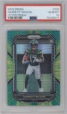 Garrett Wilson from the 2022 Panini Prizm set featuring a Hyper  parallel graded by PSA and given an overall grade of 10.