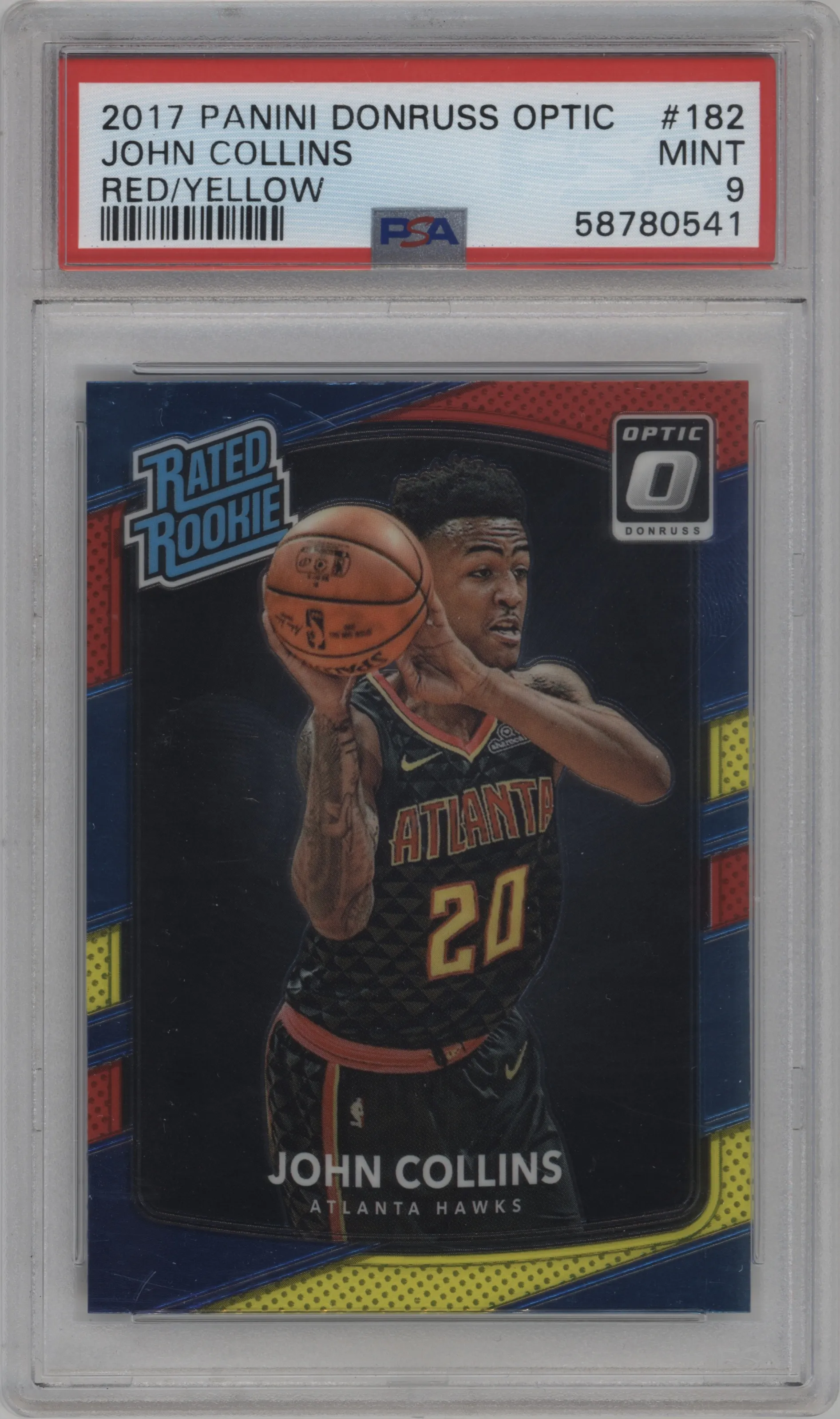 2017 Panini Donruss Optic Rated Rookie John Collins Red/Yellow PSA 9