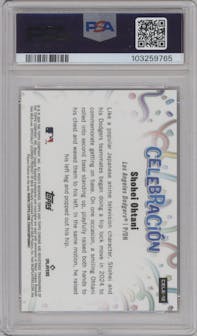 Shohei Ohtani from the 2024 Topps Chrome Update set featuring a Red Refractor parallel graded by PSA and given an overall grade of 10.