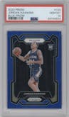 Jordan Hawkins from the 2023-24 Panini Prizm set featuring a Blue Prizm parallel graded by PSA and given an overall grade of 10.