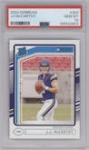 J.J. McCarthy from the 2024 Donruss set graded by PSA and given an overall grade of 10.