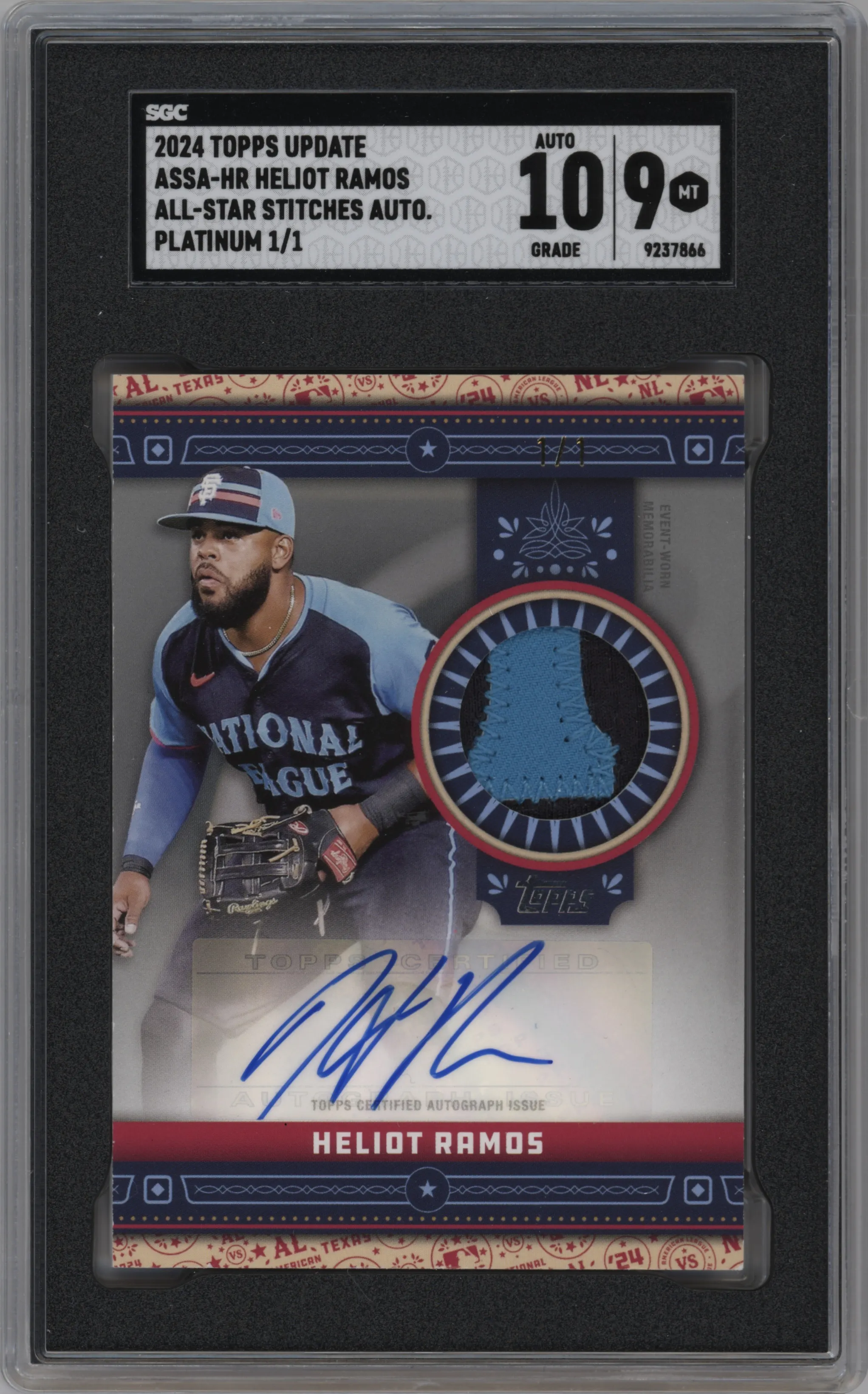 2024 Topps Update All-Star Stitches Auto Heliot Ramos Platinum #ASSA-HR SGC 9